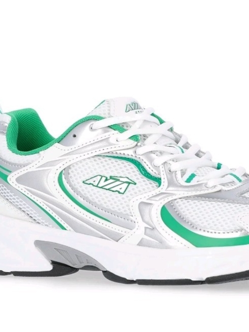 Avia Women's 5000 Performance Sneakers White Green Running Shoes Genuine Leather